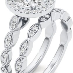 3/4 Carat Lab Grown Diamond and 3 Carat Moissanite Wedding Band Ring Set for Women in 14k White or Yellow Gold Anniversary Promise Ring - Image 3