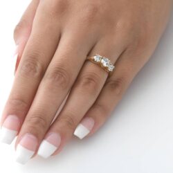 1ct Three Stone Diamond Engagement Womens Anniversary Ring 14k Yellow Gold - Image 3