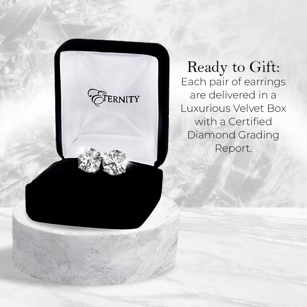 Certified Lab Grown Diamond Earrings- 1/4-3 Carat Lab Diamond Earrings in 14K Gold, Premium Collection Lab Created Diamonds - Diamond Stud Earrings for Women - Diamond Earrings Men - Image 6