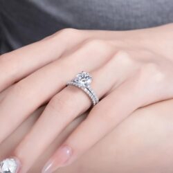 Solid 14K White Gold/Yellow Gold 4.14CTTW (3CT Center Stone) Moissanite Bridal Ring Set, Real Gold | D Color and Flawless Moissanite | Wedding Anniversary Ring Set - Image 5