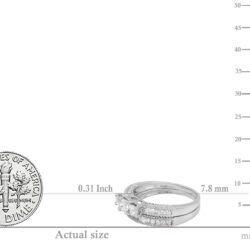 Dazzlingrock Collection 1.75 Cttw 14k Princess & Round Diamond Womens Bridal 3 Stone Ring Wedding Set 1 3/, Solid White Gold - Image 5