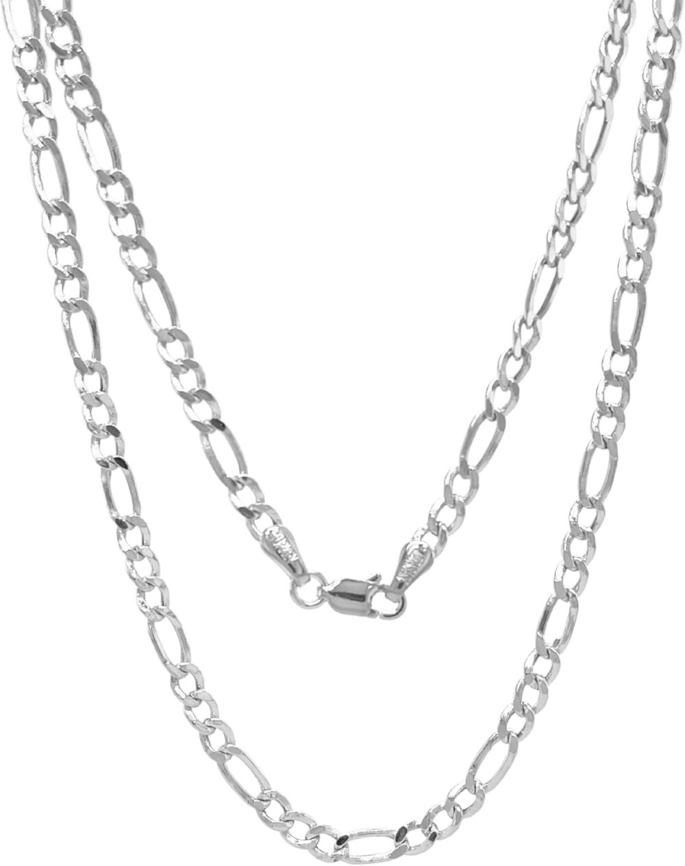 14K Real Gold Figaro Chain - 2mm 2.45mm 3.15mm 4.1mm 5.1mm 5.7mm Diamond Cut Cuban Link Figaro Necklace For Men - Yellow /White Gold Pendant Necklace For Women with Lobster Clasp 16" 18" 20" 22" 24" 26" 28"