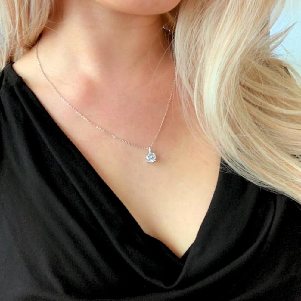 1/5 Carat - 2 Carat Lab Grown Diamond Solitaire Pendant for Women | 14K Yellow or White Gold Pendant with Silver Cable Chain Necklace 18" | D-E Color and VS Clarity - Image 7
