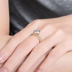Solid 14K White Gold/Yellow Gold 4.14CTTW (3CT Center Stone) Moissanite Bridal Ring Set, Real Gold | D Color and Flawless Moissanite | Wedding Anniversary Ring Set - Image 5