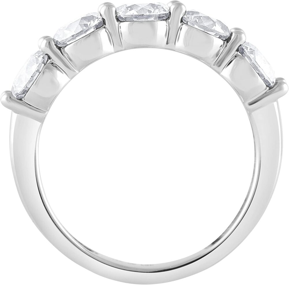 1.00 to 2.00 Ct Round Cut Lab Grown 5 Stone Diamond Anniversary Band Ring (F-G, VS2) in 14K Fine Gold | Jewelry for Women | Gift Box Included (White, Yellow & Rose Gold) - Image 6