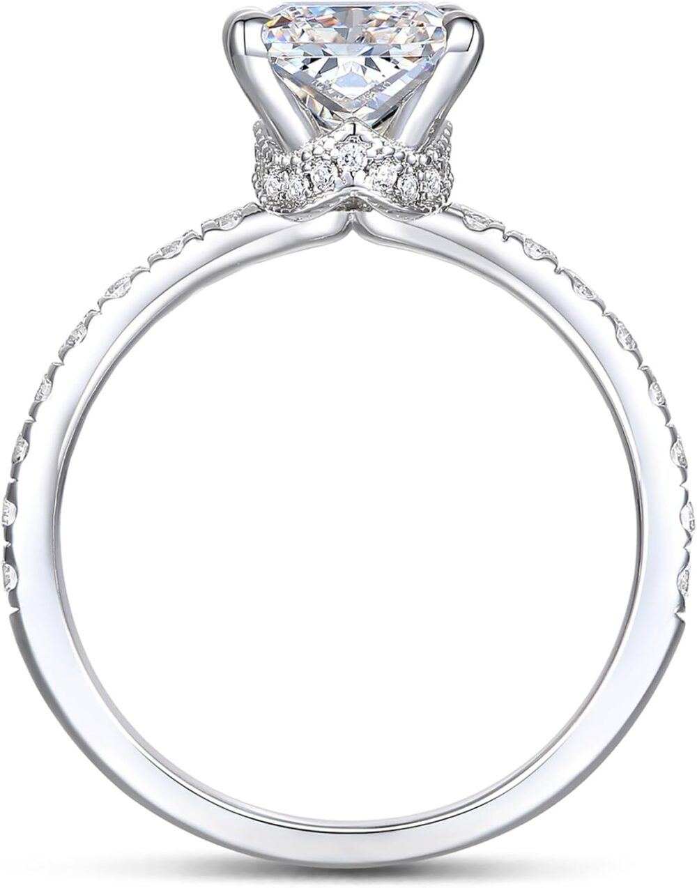 14K Solid Gold 3ct Radiant Cut Moissanite Engagement Rings for Women - Image 3