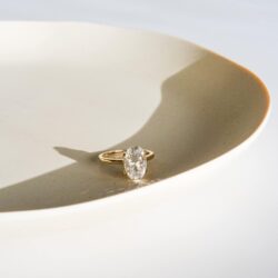 espere 14K Yellow Gold 3 Carat Moissanite Oval Engagement Ring | Solid Gold Solitaire Ring with Plain Band | 14K Gemstone Engagement Ring - Image 6