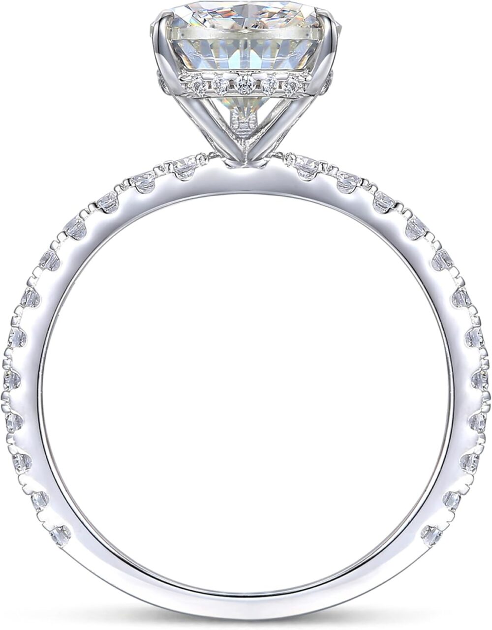 14K White Gold Engagement Ring, 3 Carat Pear Cut Moissanite Rings, Solid 14k White Gold Engagement Ring for Women - Image 2