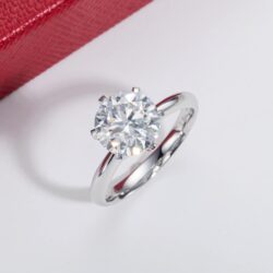 Solid 14K White Gold/Yellow Gold 3CT Six Prong Solitaire Moissanite Ring, 14K Real Gold Gift for Wedding, Engagement And Anniversary Promise Rings With Certificate - Image 8
