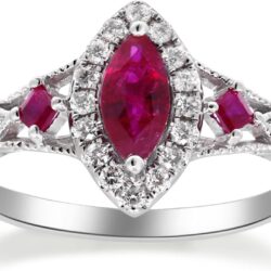 Gin &Grace 14K White Gold Mozambique Genuine Ruby Ring with Diamonds for women | Ethically, authentically & organically sourced (Marquise-cut) shaped Ruby hand-crafted jewelry for her | Ruby Ring for women - Image 8