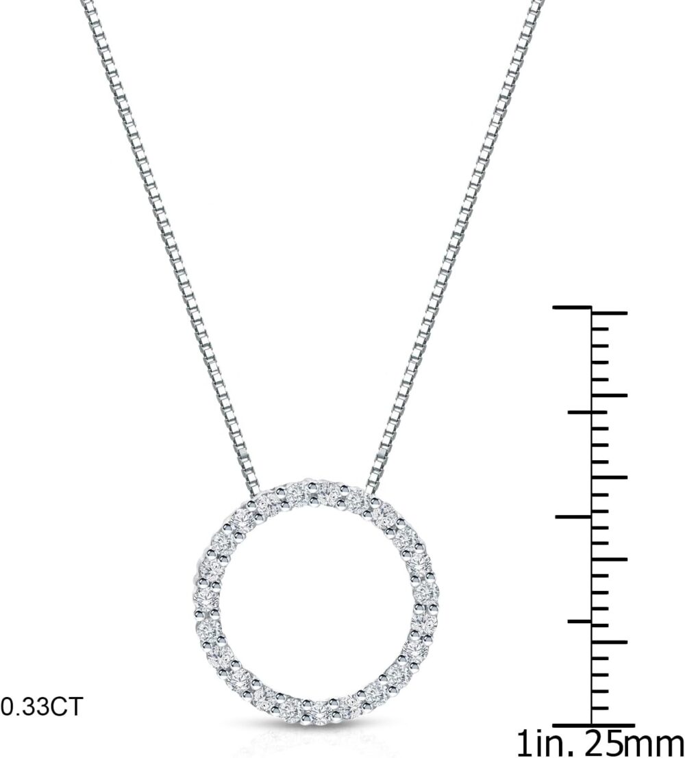 Diamond Wish 1/6 to 1 Carat Diamond Circle of Life Round Pendant Necklace for Women in 14k Gold (I1-I2, cttw) on 18 Inch Long Chain with Spring Ring Clasp - Image 4