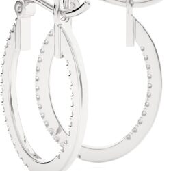 1/4 to 3/4 Carat Diamond Inside Out Oval Hoop Earrings for Women in 14k White Gold (F-G, SI2-I1, cttw) with CInch Back by Privosa Fine Jewelry - Image 4