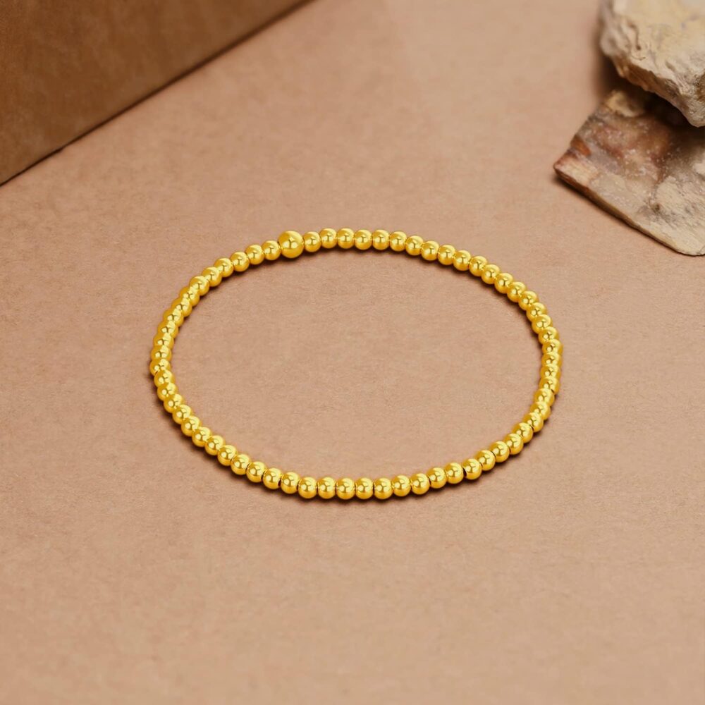 24K Solid Gold Bracelet for Women, Real Pure Gold Jewelry Charm Dainty Fortune Gold Ball Gold Bead Bracelet for Men Girlfriend - Image 7