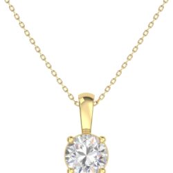 IGI Certified 0.25Ct-3.00 Carat Diamond Color/Clarity F-VS2, 14K Gold 4 Prong Set Round-cut Lab Grown Diamond Solitaire Necklace Pendant Chain