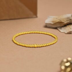 24K Solid Gold Bracelet for Women, Real Pure Gold Jewelry Charm Dainty Fortune Gold Ball Gold Bead Bracelet for Men Girlfriend - Image 3