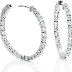 1 1/5 to 10 Carat Moissanite Inside Out Hoop Earrings for Women in 925 Sterling Silver (G-H, VS, cttw, DEW) Secure Lock Hoops by Beverly Hills Jewelers - Image 2