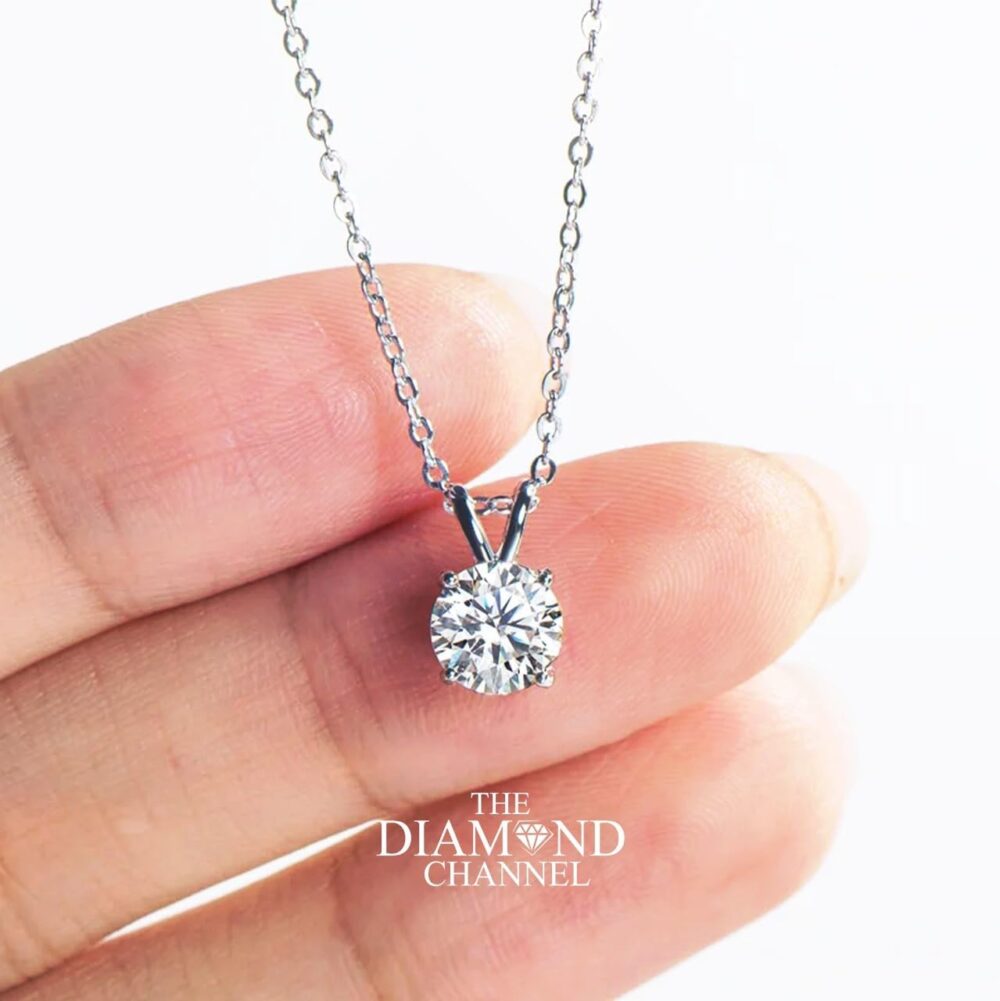 The Diamond Channel NATURAL Diamond 4-Prong Pendant Necklace with 16”+2” Extender - 14K Gold Diamond Pendant - Fine Jewelry for Women - Image 3