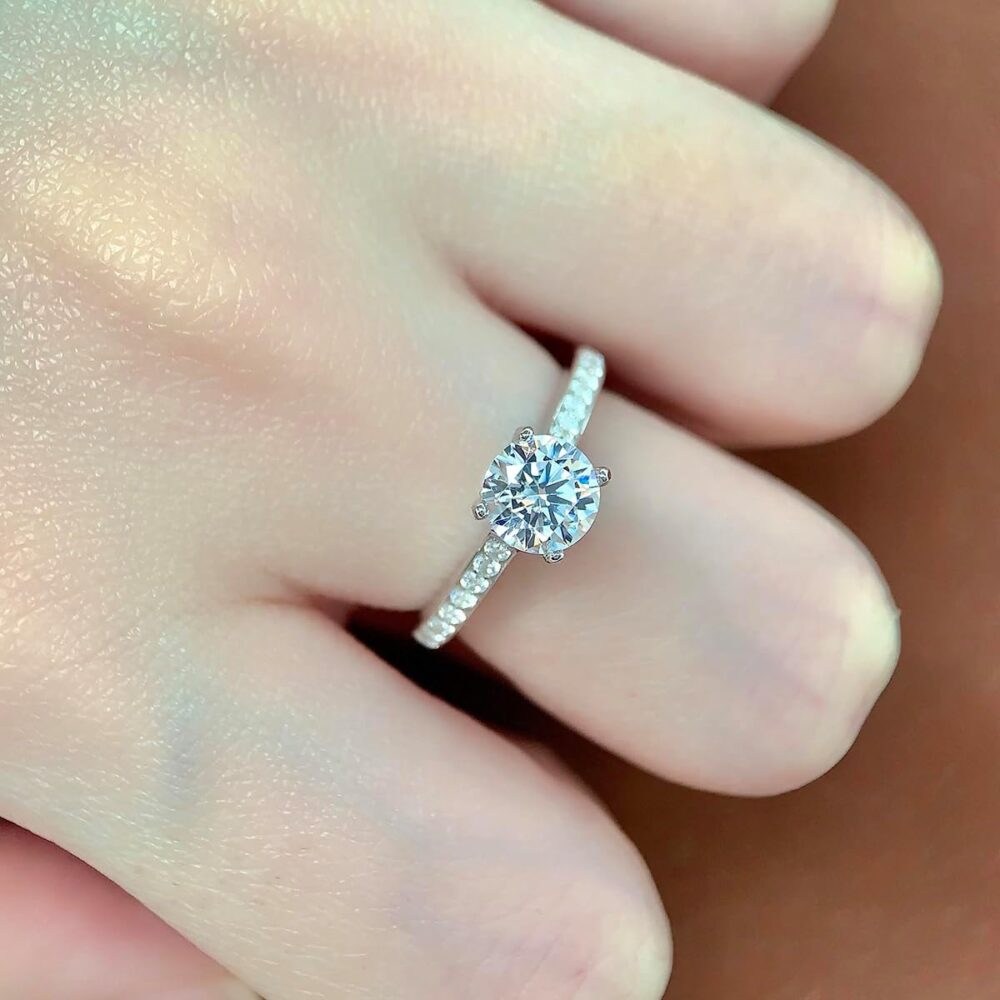 14K Solid Gold Moissanite Rings 14k Gold Solitaire Ring 1 Carat Round Brilliant Cut Moissanite Engagement Rings - Image 7