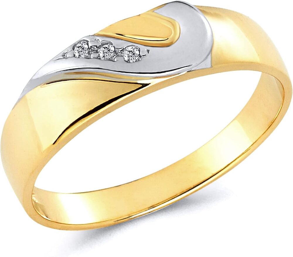 14k Two Tone Gold SOLID Engagement Ring and Wedding Band 2 Piece Set - Size 9 - Image 5