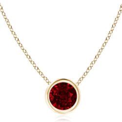 Angara Natural Bezel-Set Round Ruby Solitaire Pendant in 14K Solid Gold/Platinum | July Birthstone, Birthday, Engagement, Anniversary, Wedding Jewelry Gift for Women
