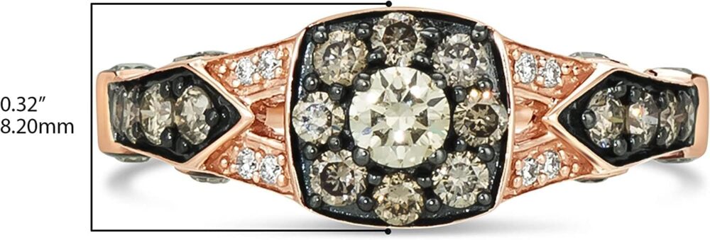 LE VIAN 1 Carat White and Chocolate Diamond Cushion Shape Halo Ring for Women in 14k Rose Gold (Fancy Brown/G-H, VS2-SI1, cttw) Anniversary Promise Ring Size 5 to 10.5 - Image 3