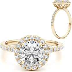 1/2 Carat Lab Grown Diamond and 2 Carat Moissanite Engagement Ring for Women in 14k White/Yellow/Rose Gold (D-E, VS, cttw) Wedding Ring Size 5.5 to 8 (10)