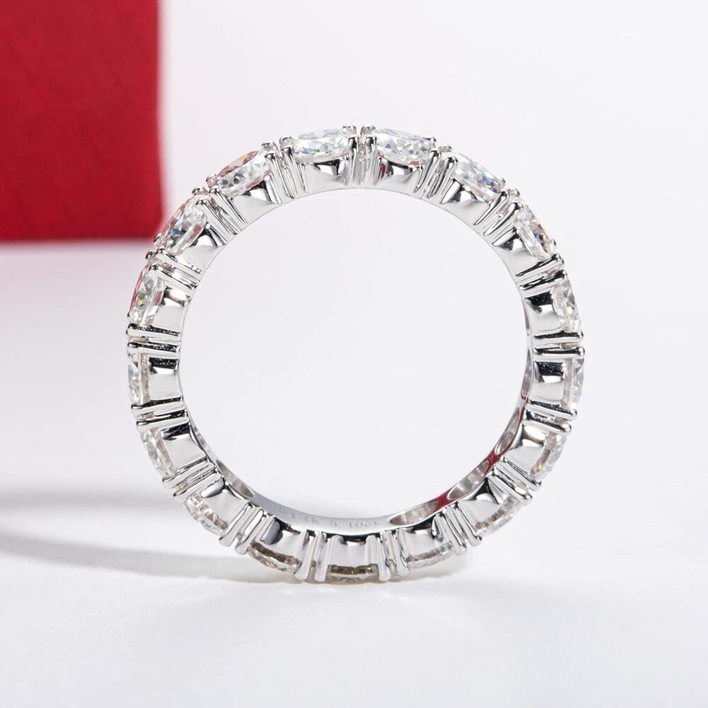 Moissanite Eternity Ring, 4.5-5cttw D Color Lab Grown Created Diamond 14k Solid Real White Gold/Yellow Gold Eternity Wedding Band Ring for Women - Image 7