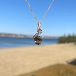 LE VIAN 14k Rose Gold Ribbon Pendant Necklace for Women I 1/4 Carat Vanilla and Chocolate Diamond with 2 Carat Oval Smoky Quartz Necklace (G-H/Brown, VS2-SI1, cttw) 18 Inch Chain with Lobster Claw - Image 5