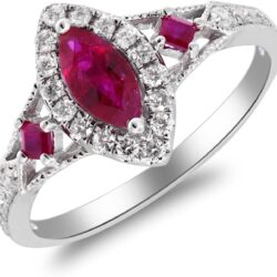 Gin &Grace 14K White Gold Mozambique Genuine Ruby Ring with Diamonds for women | Ethically, authentically & organically sourced (Marquise-cut) shaped Ruby hand-crafted jewelry for her | Ruby Ring for women - Image 7