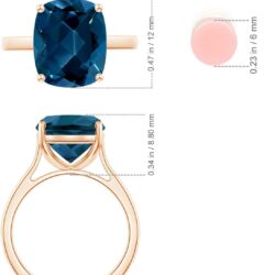 Angara Natural Classic Cushion London Blue Topaz Solitaire Ring in Silver / 14K Solid Gold/Platinum | November Birthstone, Birthday, Engagement, Anniversary, Wedding Jewelry Gift for Women - Image 5
