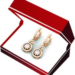 Dazzlingrock Collection 0.80 Cttw 14K Solid Gold Round Champagne & White Diamond Halo Dangling Drop Earrings 3/ - Image 4