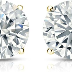 1/6 to 2 Carat Diamond Round Stud Earrings for Women in 14k White or Yellow Gold (I-J, I2-I3, cttw) 4-Prong Basket Screw Back by Diamond Wish - Image 3