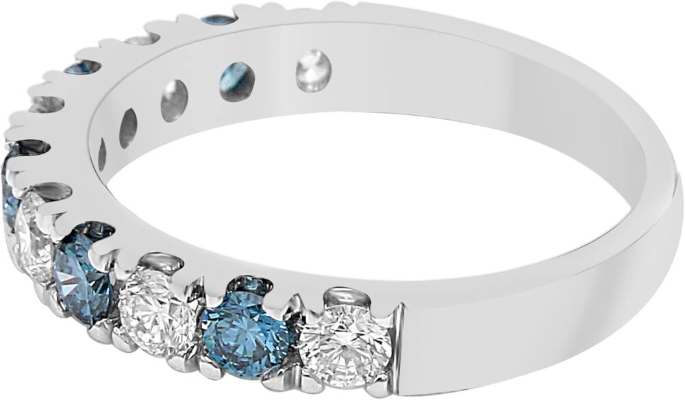 New World Diamonds 14k White Gold Lab-Created Blue Diamond Wedding Ring Band (1.00 cttw, F-G Color, VS-SI Clarity) - Image 2