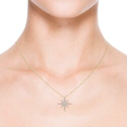 Angara Natural Diamond Eight-Point Starburst Pendant in 14K Solid Gold/Platinum | April Birthstone, Birthday, Engagement, Anniversary, Wedding Jewelry Gift for Women - Image 4