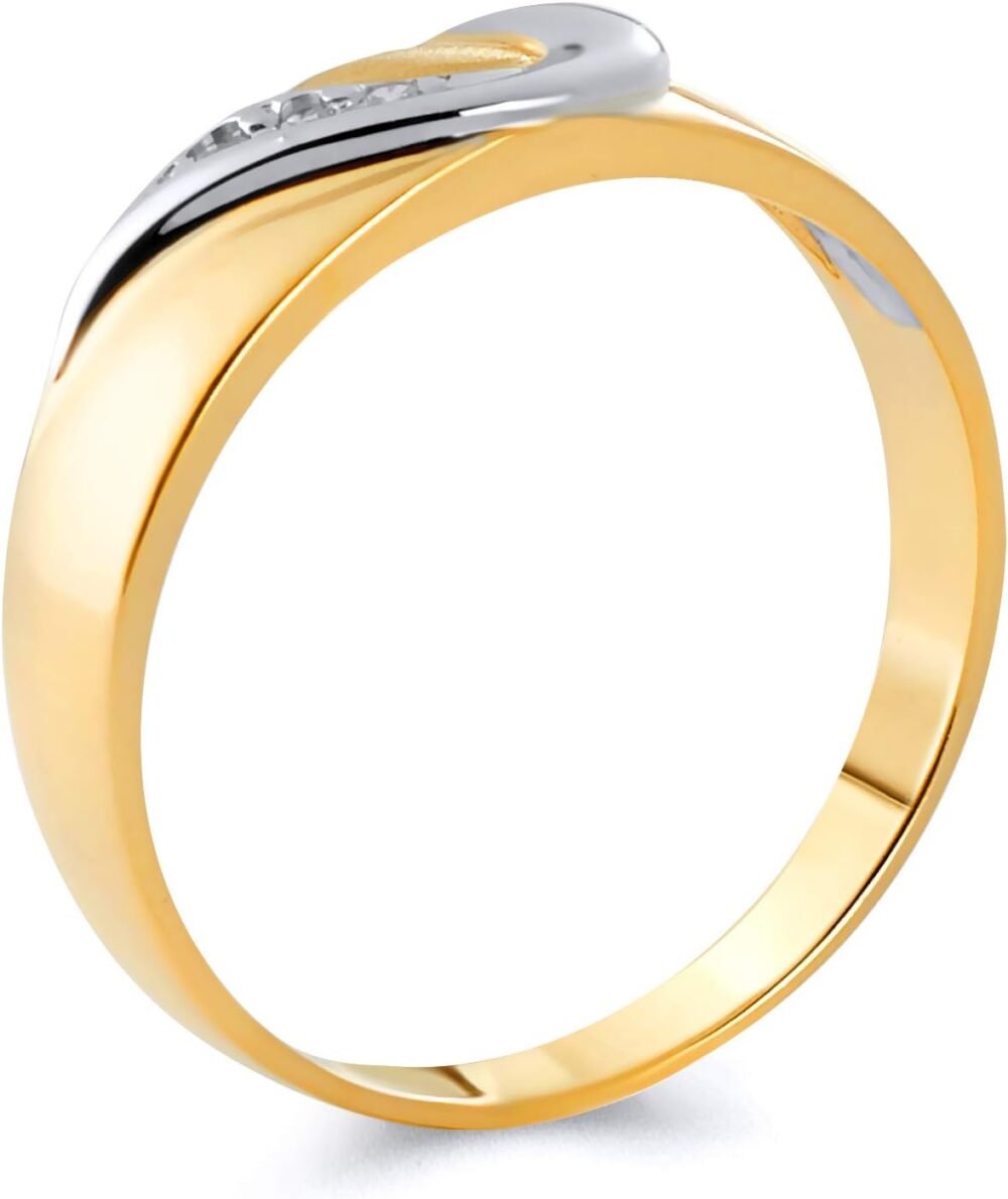 14k Two Tone Gold SOLID Engagement Ring and Wedding Band 2 Piece Set - Size 9 - Image 6