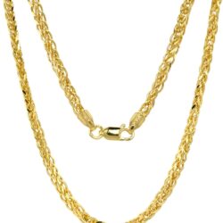 10K and 14K Gold Square Wheat Chain 1.7mm 2.2mm 2.6mm 3.2mm 3.9mm 4.5mm Yellow Real Gold Chains For Men Diamond Cut Braided Franco Chain Necklace For Women with Lobster Clasp 16" 18" 20" 22" 24"