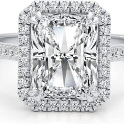 3 Carat Radiant Cut Moissanite Engagement Statement Wedding Band Ring for Women in 14k White Gold (G-H, VVS, 3.35 CTW) Anniversary Promise Ring Size 4.5 to 11 - Image 3