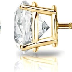 1/4 to 2 Carat Lab Grown Diamond Round Stud Earrings in 14k Gold (E-F, SI1-SI2, cttw), 4-Prong Basket Screw Back by Diamond Wish