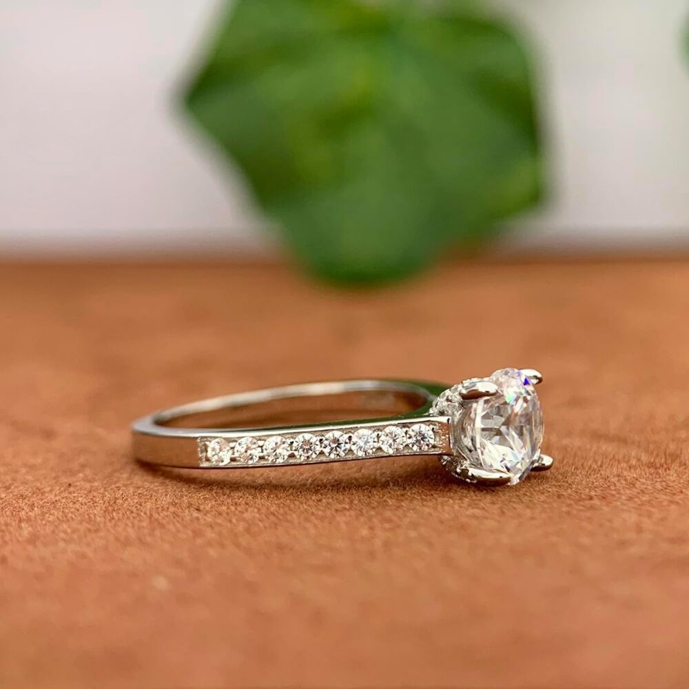 14K Solid Gold Moissanite Rings 14k Gold Solitaire Ring 1 Carat Round Brilliant Cut Moissanite Engagement Rings - Image 5