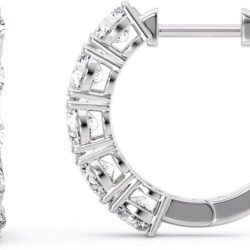 1 to 4 Carat Lab Grown Diamond 5 Stone Hoop Earrings for Women I 14k White Gold Hoops (E-F, VS1, cttw) Hinged Hoop Earrings by Privosa Fine Jewelry