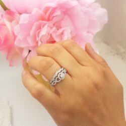 Dazzlingrock Collection 0.50 Cttw 14K Round Diamond Womens Halo Bridal Engagement Ring Set, Solid White Gold - Image 6