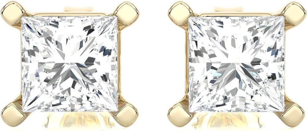 IGI Certified 1/2 to 4 Carat Princess Cut Lab Grown Diamond Square Stud Earrings for Women I 14k Gold Earrings (G-H, VS1-VS2, 0.50 to 4 cttw) Fancy Shape 4-Prong Set Push Back Studs by Carbon Atelier - Image 2