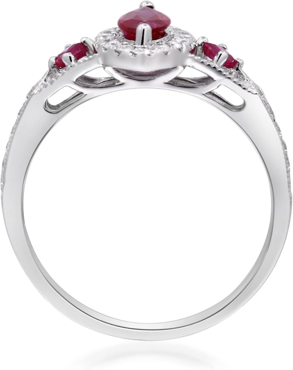 Gin &Grace 14K White Gold Mozambique Genuine Ruby Ring with Diamonds for women | Ethically, authentically & organically sourced (Marquise-cut) shaped Ruby hand-crafted jewelry for her | Ruby Ring for women - Image 2