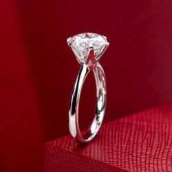 Solid 14K White Gold/Yellow Gold 3CT Six Prong Solitaire Moissanite Ring, 14K Real Gold Gift for Wedding, Engagement And Anniversary Promise Rings With Certificate - Image 4