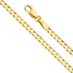 14k REAL Yellow Gold Solid Cuban Concave Curb Chain Necklace OR Bracelet - Select Option