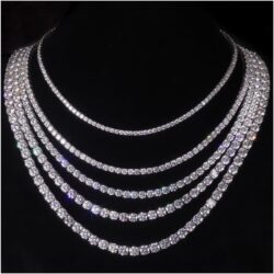 Gem's Beauty Moissanite Tennis Necklace 3mm-6.5mm 925 Silver Plated With 14k White Gold Moissanite Necklace For Women Men Handmade Gifts Anniversary Birthday - Image 2