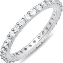 Dazzlingrock Collection 1.00 Cttw 14k Solid Gold Round Diamond Womens Eternity Anniversary Stackable Ring Wedding Band