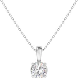 IGI Certified 0.25Ct-3.00 Carat Diamond Color/Clarity F-VS2, 14K Gold 4 Prong Set Round-cut Lab Grown Diamond Solitaire Necklace Pendant Chain