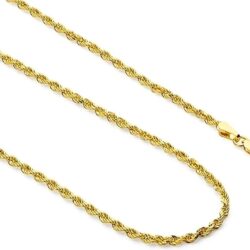 14k Real Yellow Gold Solid Rope Diamond Cut Chain Necklace with Lobster Claw Clasp, Ideal GIfts for Women or Men - Image 2