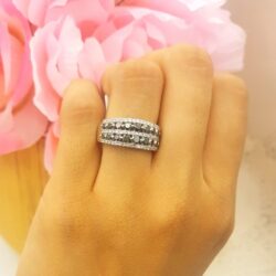 Dazzlingrock Collection 1.15 Cttw 14k Round Black And White Diamond Womens Anniversary Wedding Band Ring, Solid White Gold - Image 4